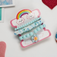 Комплект детский &laquo;Выбражулька&raquo; 3 предмета: резинка, 2 браслета, цветок, цвет голубой матовый