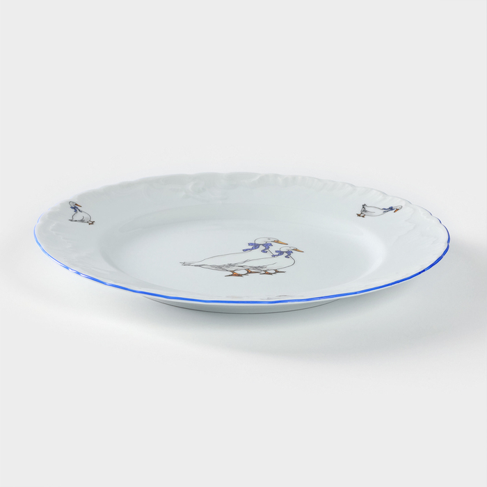 Тарелка &laquo;Рококо. Гуси&raquo;, d=25 см, белая, фарфор, МИКС