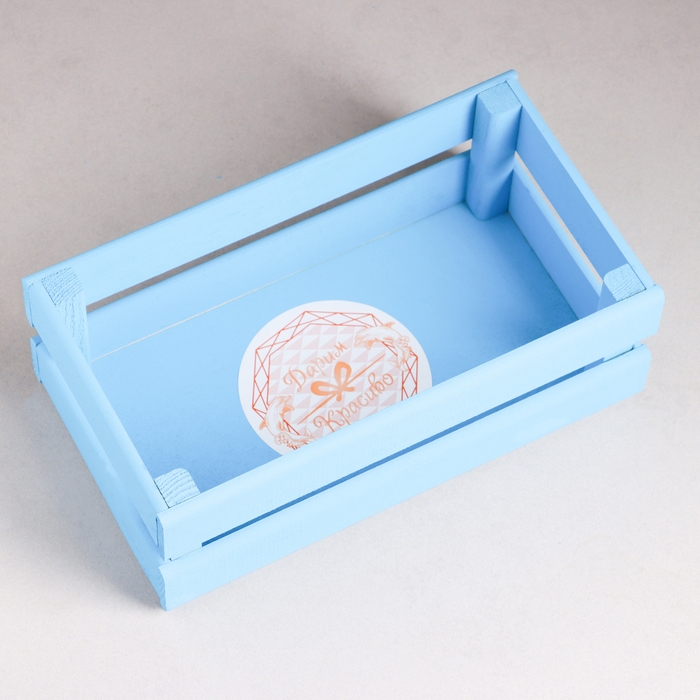 Кашпо деревянное 24.5&times;13.5&times;9 см "Двушка Лайт", двухреечное, голубой Дарим Красиво