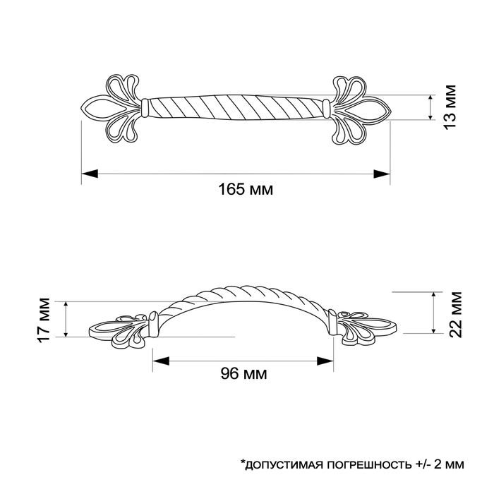 Ручка-скоба PC175AB, м/о 96 мм, цвет бронза