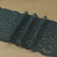 Кружевная эластичная ткань, 175 мм &times; 2,7 &plusmn; 0,5 м, цвет изумрудный