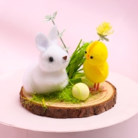 Пасхальный декор &laquo;Зайчик и цыпленок на полянке&raquo; 8 &times; 8 &times; 7 см
