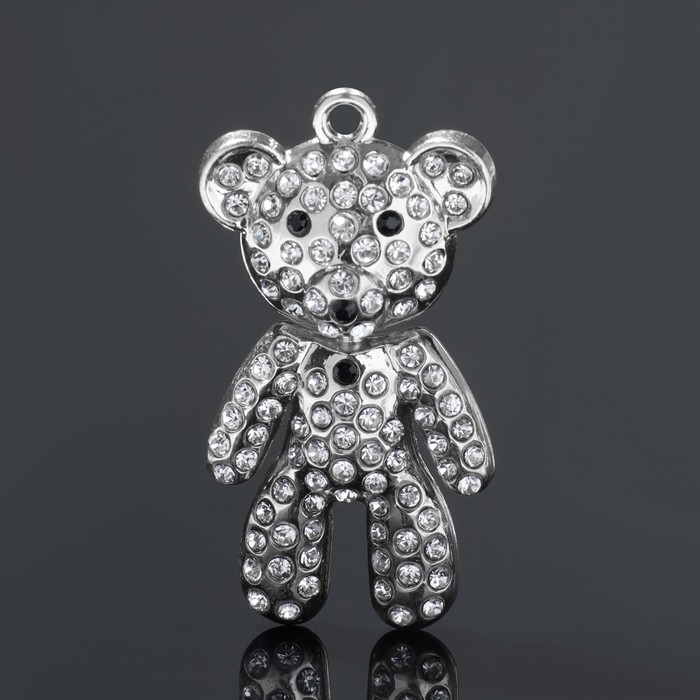 Подвеска &laquo;Мишка&raquo;, цвет белый в серебре