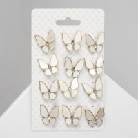 Брошь &laquo;Бабочка&raquo; нежность, цвет белый в золоте (неделимая фасовка 12 шт., цена за шт.)