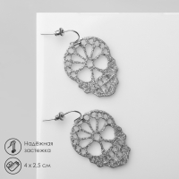 Серьги &laquo;Черепа&raquo; блестящие, цвет серебро