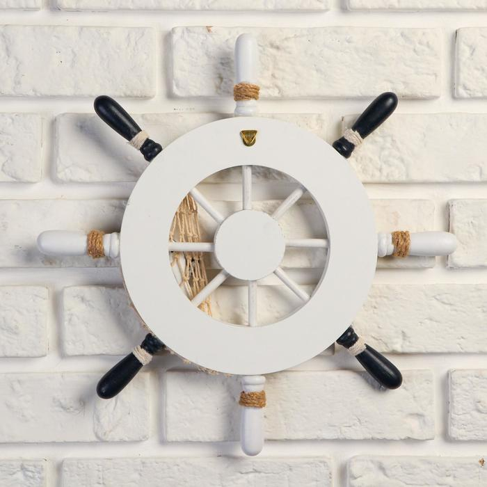 Декор интерьерный &laquo;Штурвал&raquo; на стену, бело-синий, 33 х 33 х 2 см
