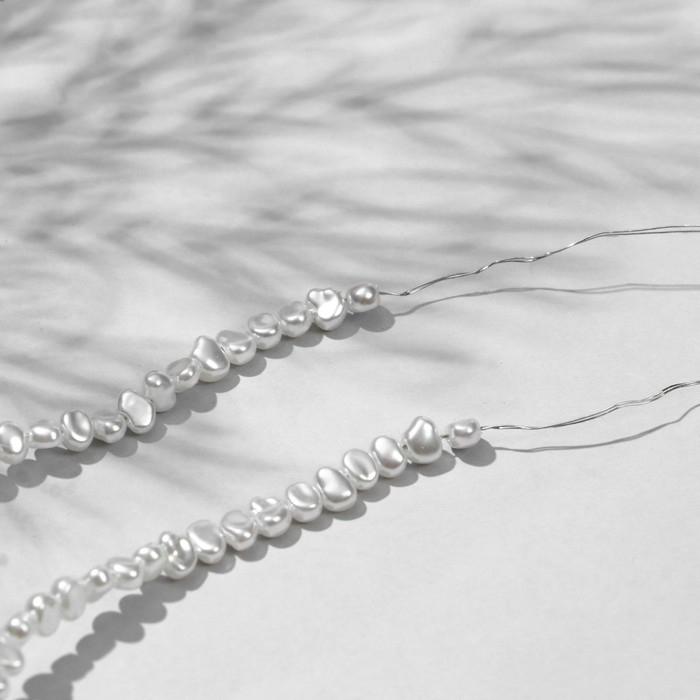 Бусины пластиковые на нити &laquo;Жемчуг&raquo; 0,6&times;0,4&times;0,4 см, (набор 180 шт.), цвет белый