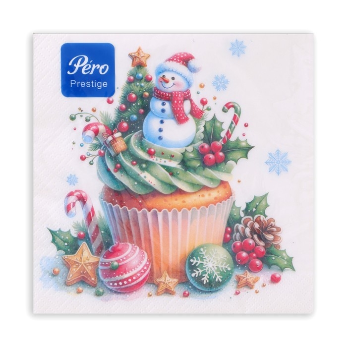 Новогодние салфетки бумажные Pero Prestige «Кексик», 3 слоя, 33х33 см, 20 шт Новогодние салфетки бумажные Pero Prestige «Кексик», 3 слоя, 33х33 см, 20 шт