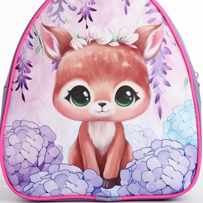 Рюкзак детский для девочки  &laquo;Оленёнок&raquo;, 23х20,5х10 см, отдел на молнии, цвет красный