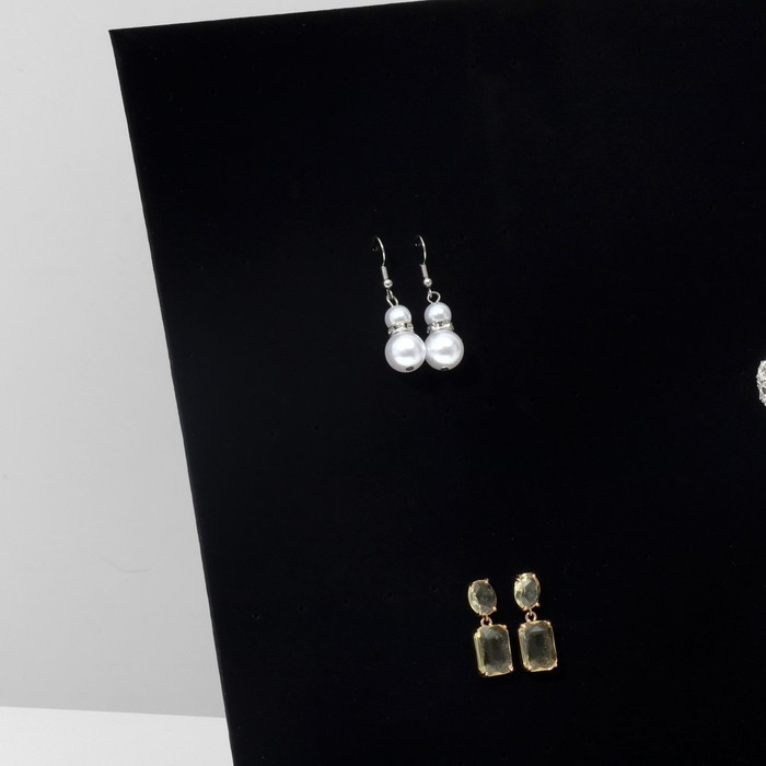 Подставка под серьги 60 пар, 5 рядов, 33&times;10&times;30 см, цвет чёрный