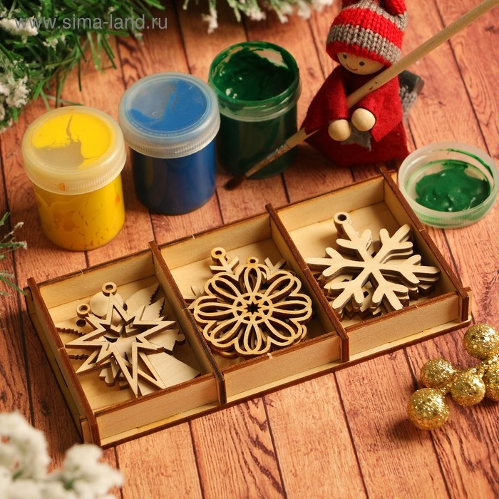 Набор заготовок для творчества &laquo;Снежинки и игрушки&raquo;, 6 видов, 12 шт, размер 6х5 см