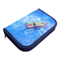 Пенал 1 секция, 130 х 210 х 40 мм, 2 откидные планки, тканевый, Calligrata TOP, Content "Ракета"