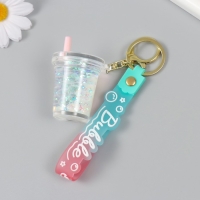 Брелок резина с карабином, ремешком "Стаканчик" водный с глиттером и жемчугом 4х4,5х4,6 см 1047328 Брелок резина с карабином, ремешком "Стаканчик" водный с глиттером и жемчугом 4х4,5х4,6 см 1047328