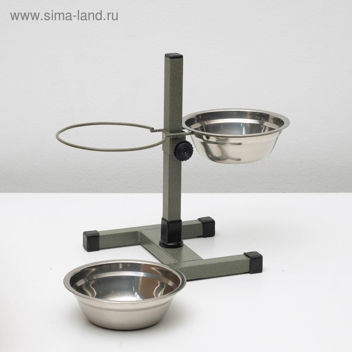 Подставка с мисками, 2 х 500 мл, высота 30 см, разборная, зелёная Подставка с мисками, 2 х 500 мл, высота 30 см, разборная, зелёная