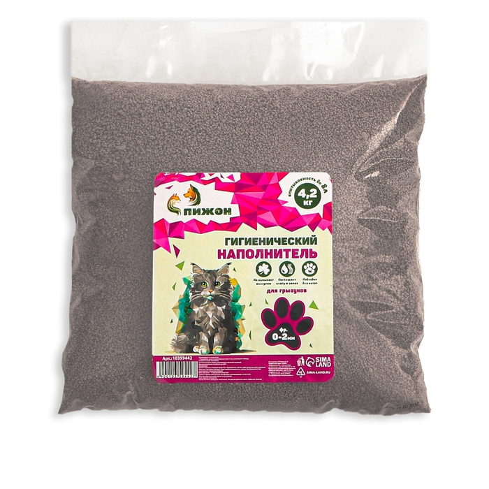 Наполнитель гигиенический Наполнитель гигиенический "Пижон" , для грызунов , фр 0-2 мм 2,1 кг впитываемость до 4 л