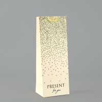 Пакет под бутылку &laquo;Подарок&raquo;, глиттер, 13 х 36 х 10 см