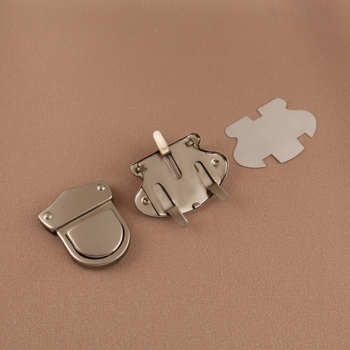 Застёжка для сумки, матовый, 5,5 &times; 5,5 см, цвет жемчужный серебряный