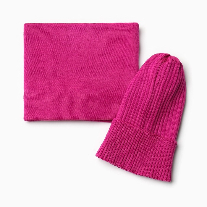 Комплект для девочки (снуд и шапка), цвет малина, размер 52-56 Комплект для девочки (снуд и шапка), цвет малина, размер 52-56