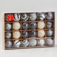 Набор шаров пластик d-6 см, 24 шт "Мелодия" ассорти люкс, белый серебро сиреневый Набор шаров пластик d-6 см, 24 шт "Мелодия" ассорти люкс, белый серебро сиреневый