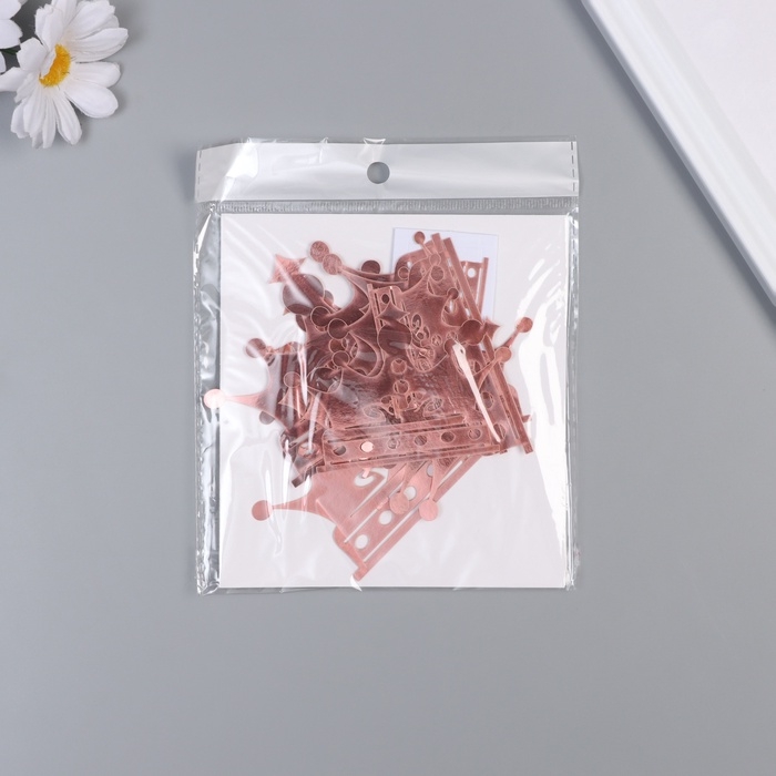 Наклейка бумага, пластик "Корона" розовый блеск набор 12 шт 3 размера