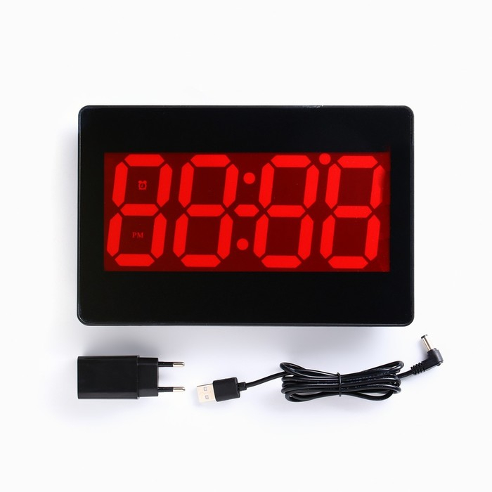 Часы электронные настенные, настольные Часы электронные настенные, настольные "Соломон", будильник, 15.5 х 23.5 см, красные цифры