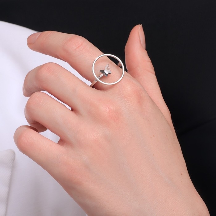 Кольцо XUPING бабочка, цвет серебро, размер 18 Кольцо XUPING бабочка, цвет серебро, размер 18