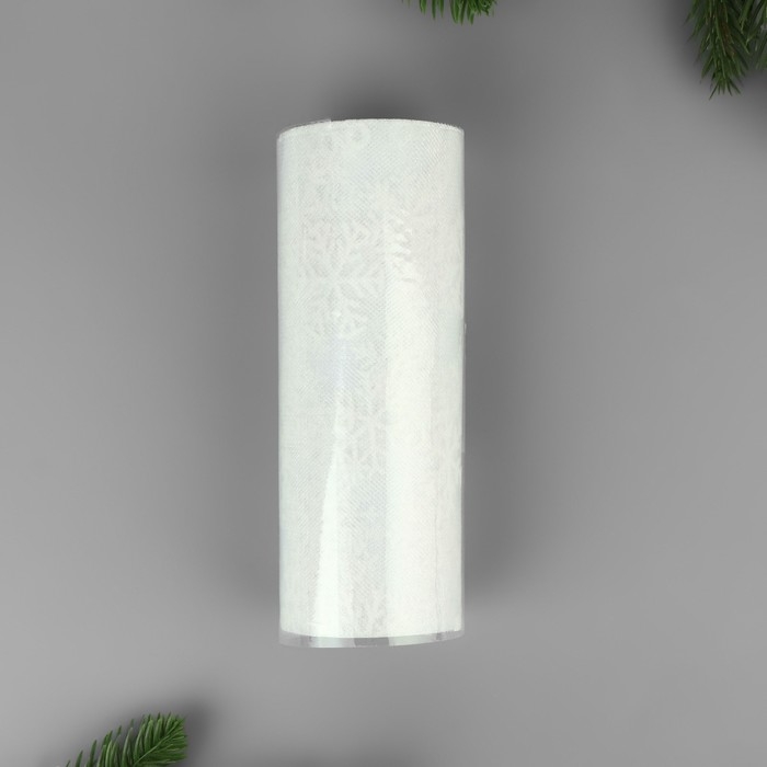 Фатин со снежинками, 15 см, 11 &plusmn; 1 г/кв.м, 9,1 &plusmn; 0,5 м, цвет белый №1