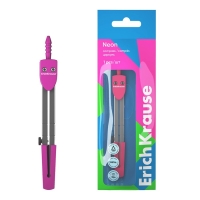 Циркуль металлический ErichKrause "Neon", 120мм, блистер, розовый Циркуль металлический ErichKrause "Neon", 120мм, блистер, розовый