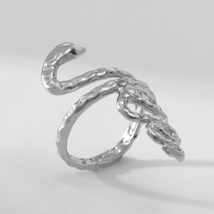 Новый год! Символ года 2025! Кольцо металл &laquo;Змея&raquo; извилистая, цвет серебро, размер 16