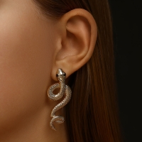 Новый год! Символ года 2025! Серьги металл &laquo;Змея&raquo; пламенное желание, цвет золото