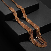 Набор 2 предмета: серьги, колье «Лёд» косичка, цвет золото, 80 см Набор 2 предмета: серьги, колье «Лёд» косичка, цвет золото, 80 см