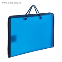 Папка с ручками А4, 230 х 185 х 25 мм, молния вокруг, пластиковая, ПТ-112, "Офис", тонированная, цвет тёмно-синий Папка с ручками А4, 230 х 185 х 25 мм, молния вокруг, пластиковая, ПТ-112, "Офис", тонированная, цвет тёмно-синий