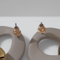 Серьги пластик &laquo;Цепь&raquo; 2 звена, цвет бежевый в золоте