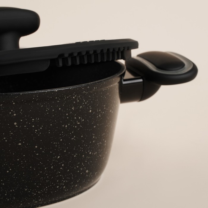 Кастрюля алюминиевая с антипригарным покрытием SL Home, d=20 см, h=8,8 см, индукция, цвет чёрный Кастрюля алюминиевая с антипригарным покрытием SL Home, d=20 см, h=8,8 см, индукция, цвет чёрный