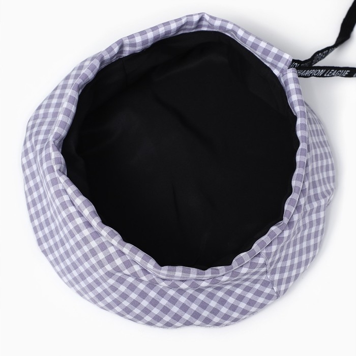 Берет в клетку, цвет серый, р-р 56см