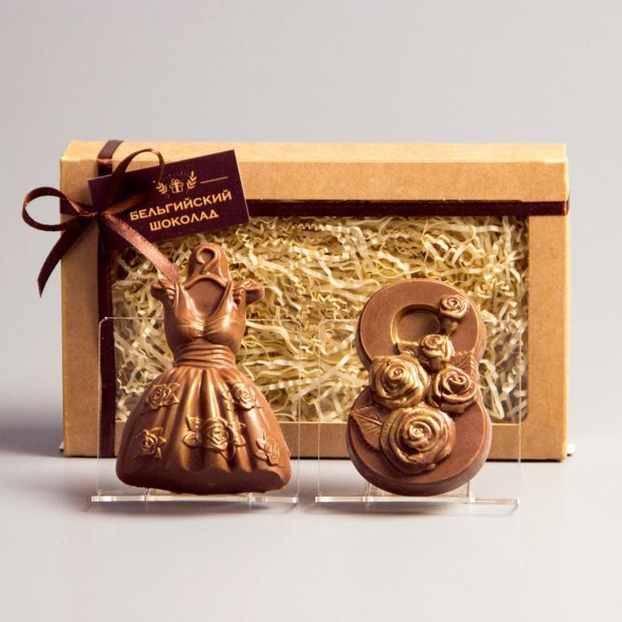 Шоколадные фигурки, 2 в 1 «Платье + 8 марта. Розы», 160 г Шоколадные фигурки, 2 в 1 «Платье + 8 марта. Розы», 160 г