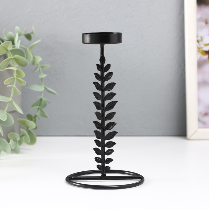 Подсвечник металл на 1 свечу "Веточка с листьями" d=4 см 8х8х13,5 см