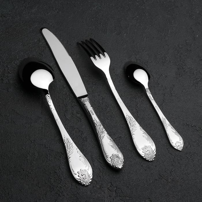 Набор столовых приборов &laquo;Императорский&raquo;, 24 предмета, художественная роспись, декоративная коробка