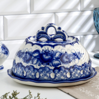 Блинница, гжель, фарфор, 13х25 см