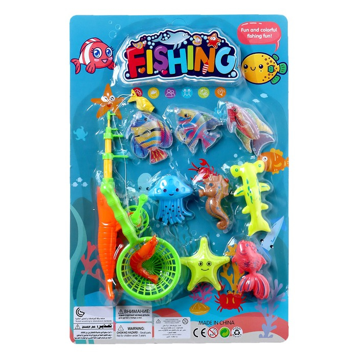 Рыбалка &laquo;Морские жители&raquo; 9 рыбок, удочка, сачок