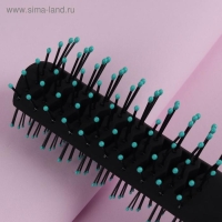 Расчёска массажная, вентилируемая, 4,5 &times; 23 см, цвет чёрный/бирюзовый