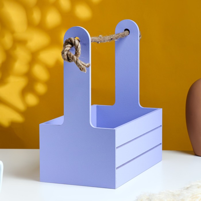 Кашпо деревянное 25.5×15×30 см Кашпо деревянное 25.5×15×30 см "Аром", ручка канат, лаванда