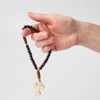 Чётки деревянные &laquo;Православные&raquo; 30 бусин с перемычками, эллипс, цвет тёмно-коричневый