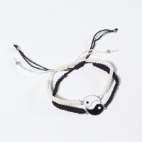 Браслеты &laquo;Неразлучники&raquo; инь-ян, толстая нить, цвет чёрно-белый