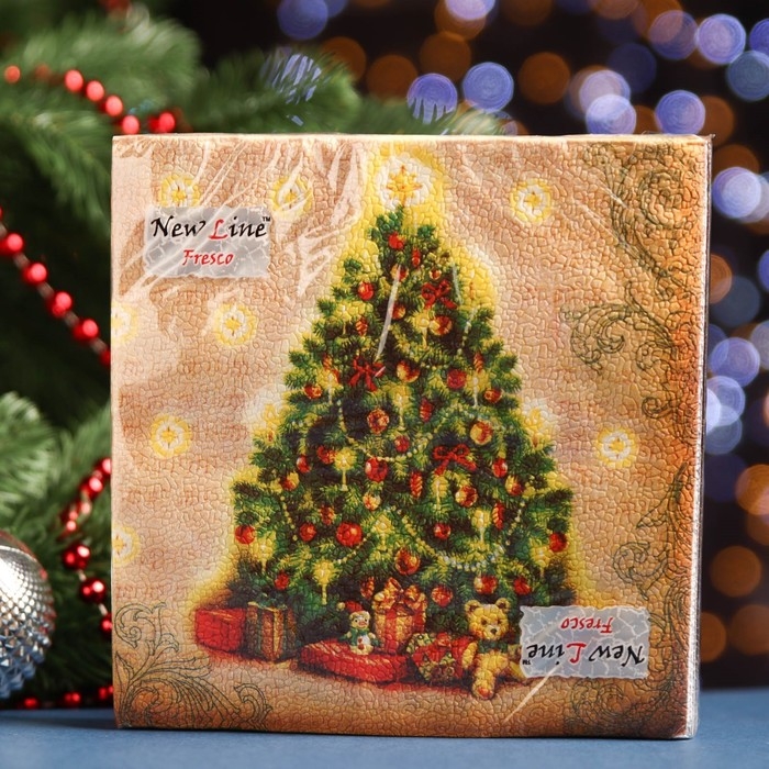 Новый год. Салфетки бумажные New Line Fresco &laquo;Ёлка&raquo;, 33х33 см, 2 слоя 20 листов