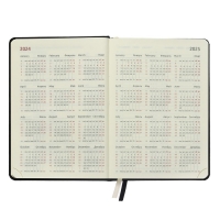 Ежедневник датированный 2024 A5 176 листов, deVENTE.Emblem, твёрдая обложка из искусственной кожи, ляссе, кремовый блок 70 г/м2, чёрный