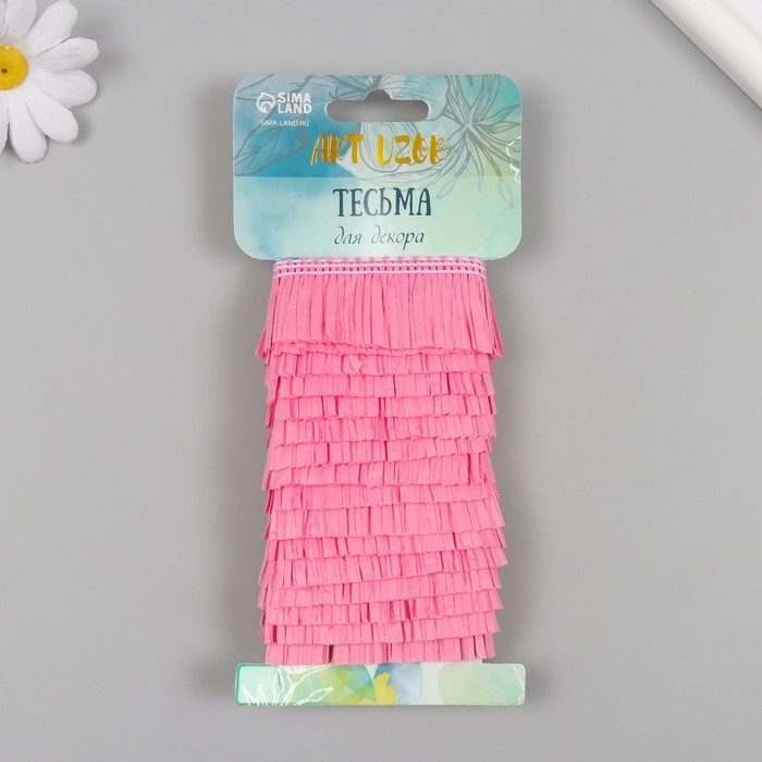 Тесьма декоративная бумага Тесьма декоративная бумага "Юбочка" розовая ширина 3 см намотка 2 м