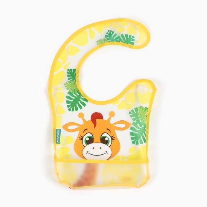 Нагрудник для кормления &laquo;Жирафик Лило&raquo; непромокаемый на липучке, с карманом