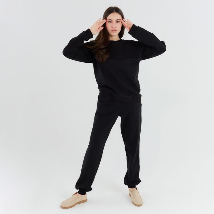 Костюм женский (свитшот, брюки) MINAKU: Casual Collection цвет чёрный, размер 50 Костюм женский (свитшот, брюки) MINAKU: Casual Collection цвет чёрный, размер 50