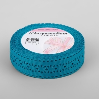 Лента декоративная, репсовая &laquo;Ажурные цветы&raquo;, 25 мм &times; 9,1 &plusmn; 0,5 м, цвет ярко-голубой